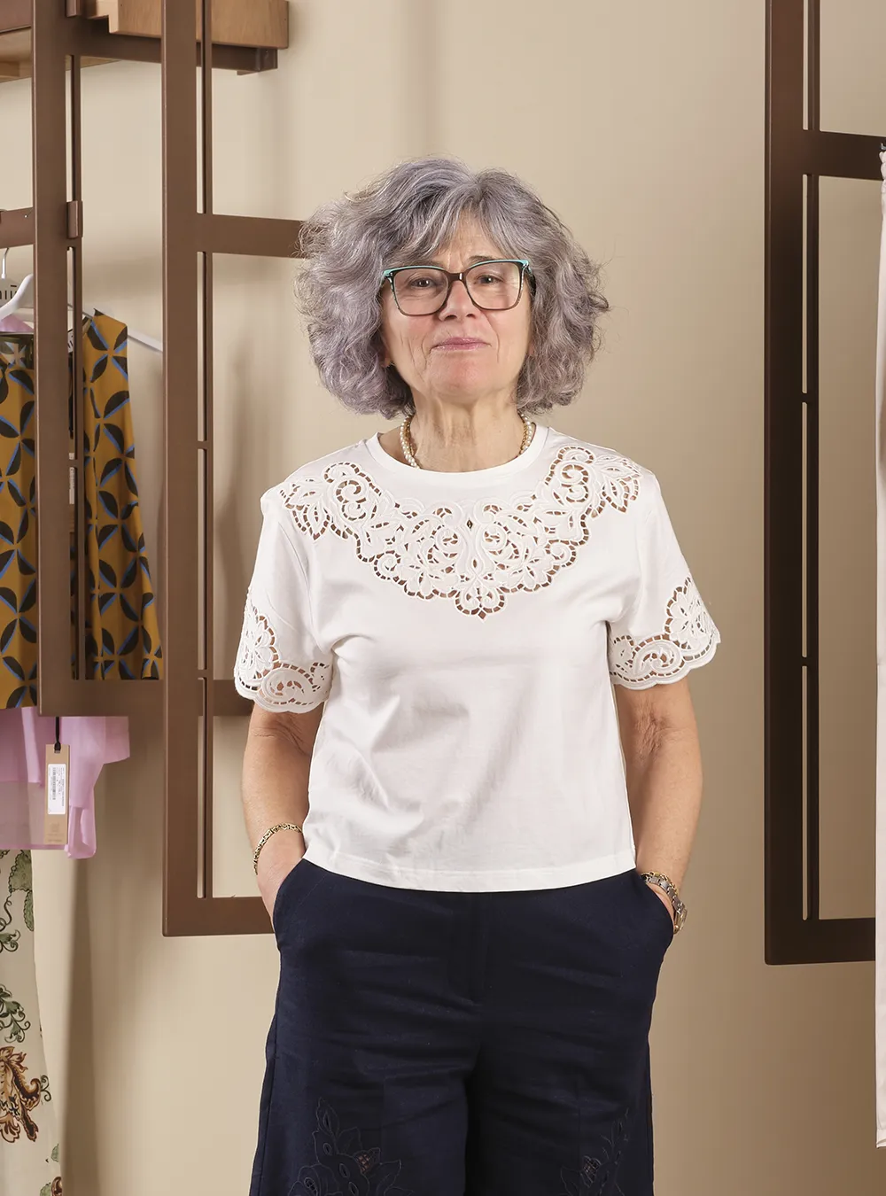 T-Shirt con Ricamo Intarsiato -Twinset