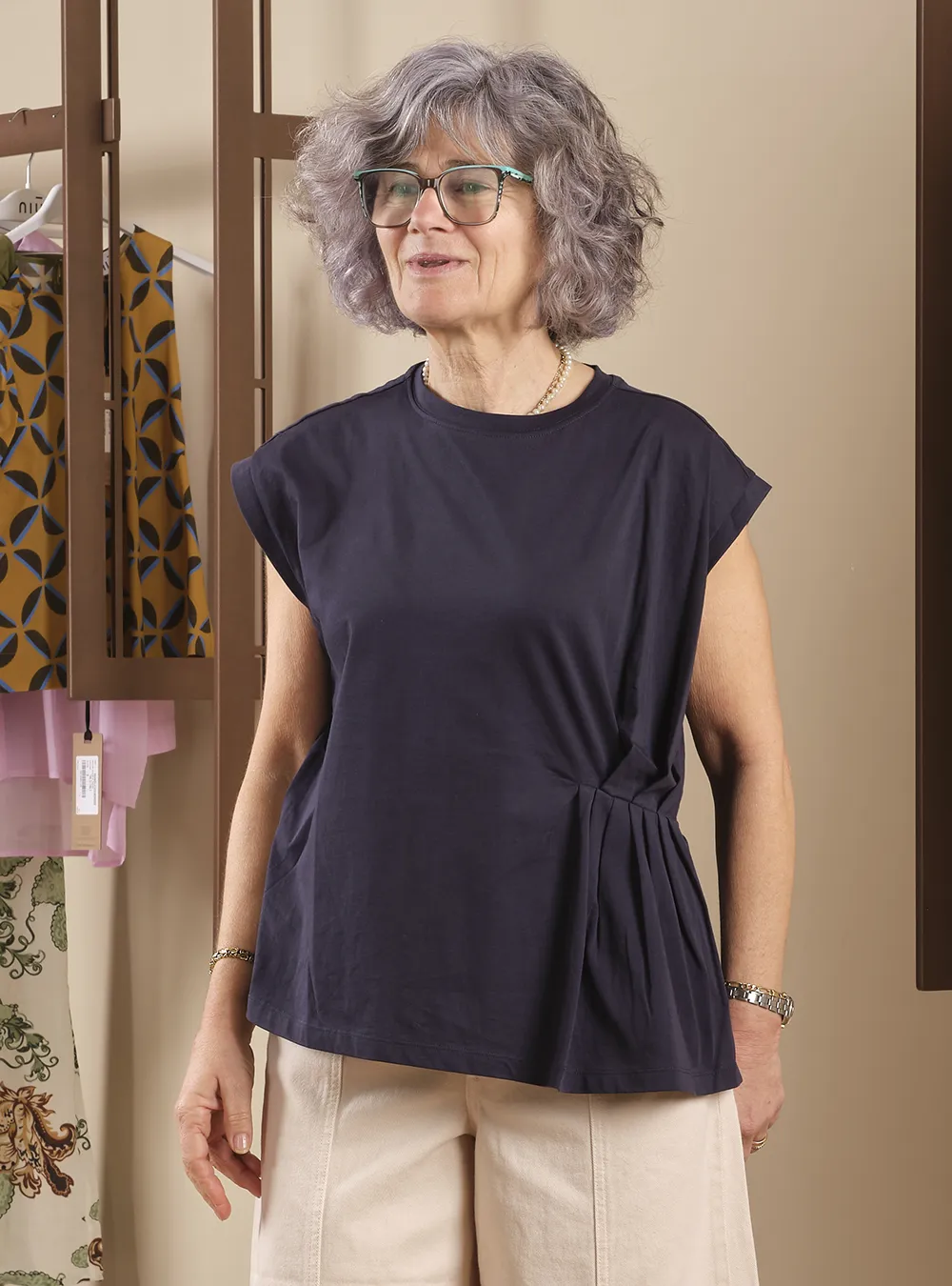 T-Shirt in Jersey con Drappeggio -Twinset