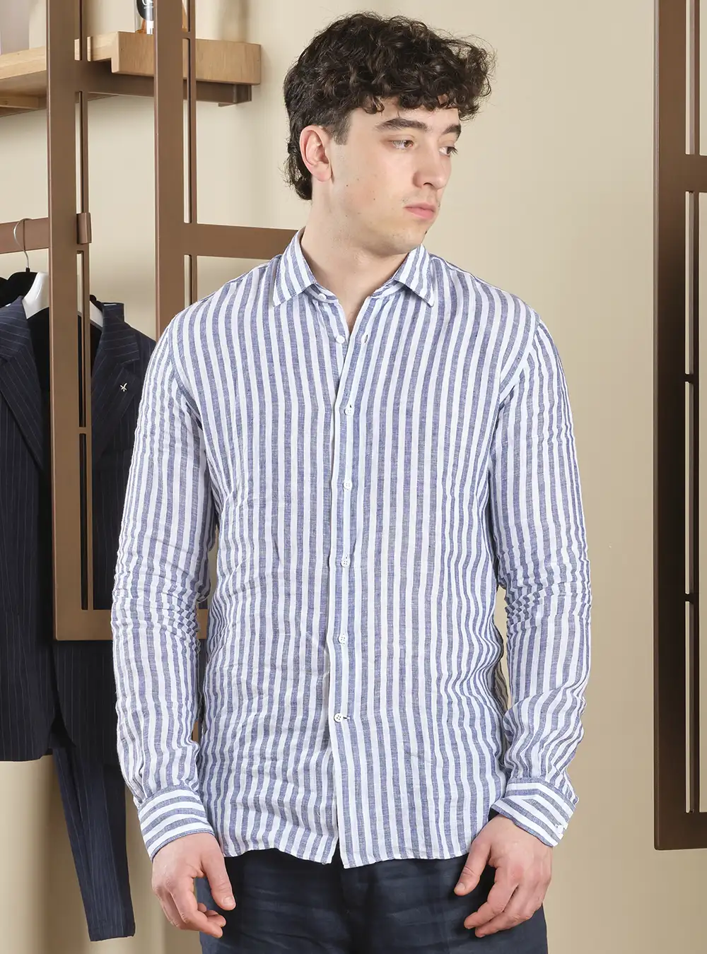 Camicia Lino Bastonetto Bicolor - Delsiena