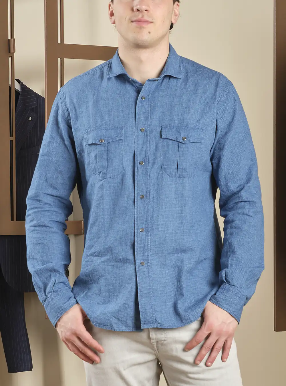 Camicia Misto Lino Effetto Denim - Delsiena