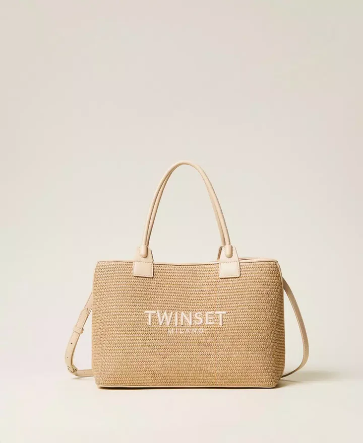 Tote Piccola Effetto Rafia con Doppiomanico e Tracolla - Twinset