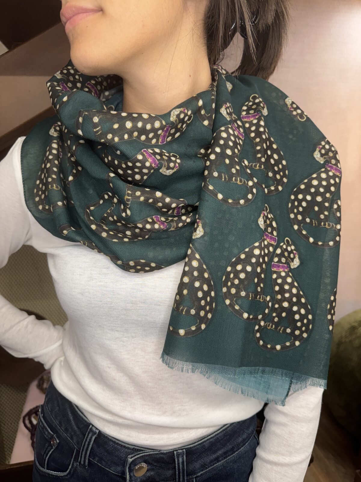 Foulard SHAL Pantera Pois Verde - Il the delle 5